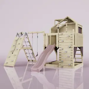 PolarPlay Kids Climbing Tower & Playhouse with Swing and Slide - Climb & Swing Ragna Rose