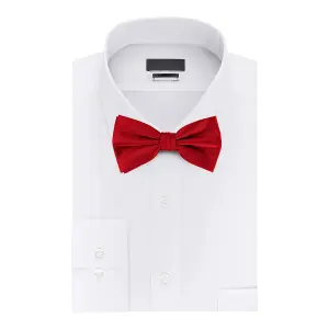 Deep Red Satin Polyester Bow Tie for Casual & Formal Wear, Wedding Party Accessory