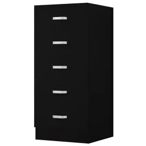 Tunis 5 Drawer Tall Slim Chest Of Drawers - Matt Black