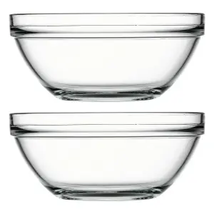 URBNLIVING 12cm Height Single Glass Stackable Mixing Bowl Set of 2