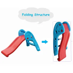 Folding Garden Slide Climber Set Baby Toddler Indoor Outdoor Kids Toy Blue Red