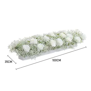 Artificial White Rose Flowers Arrangement for Home Wedding Decoration