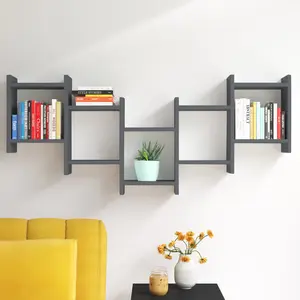 Dillow 10 Piece Floating Shelf Modern Wall-Mounted Storage and Display Anthracite