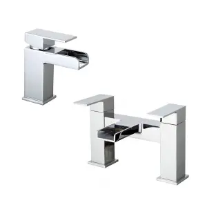 Nes Home Origin Waterfall Basin Mono Mixer Tap & Bath Filler Mixer Tap Chrome