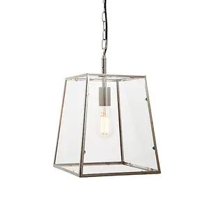 Luminosa Hurst Pendant Bright Nickel Plate & Clear Glass 1 Light Dimmable IP20 - E27