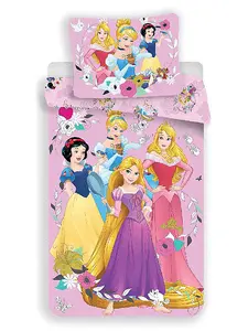 Disney Princess Pink Single 100% Cotton Duvet Cover Set - European Size