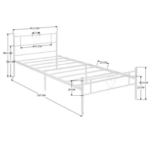 Aaru Bed Frame White / Single (3')