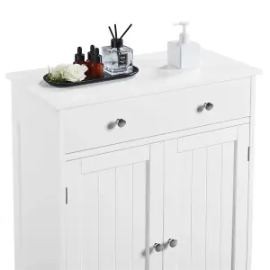 Yaheetech White Free-Standing Bathroom Cabinet with Adjustable Shelf (H)80cm (W)60cm