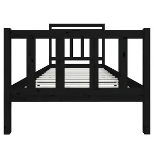 Berkfield Bed Frame Black Solid Wood 90x200 cm