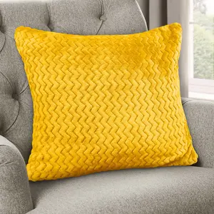 Moneeba Snug Soft Chevron Patterned Mink Moda Plush Cushion Ochre / 56cm x 56cm