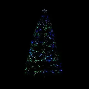 Xmas Pre-Lit Green Pine Artificial Christmas Tree With Multi-Coloured Lights And Stand The Seasonal Aisle Size: 5' H