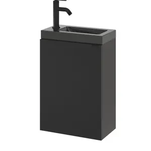 GoodHome Imandra Matt Black Single Wall-mounted Bathroom Cloakroom unit (H) 550mm (W) 440mm