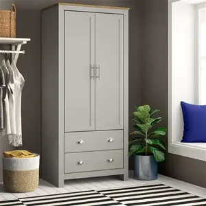 Loretta 2 Door Wardrobe Zipcode Design Finish: Soft Grey