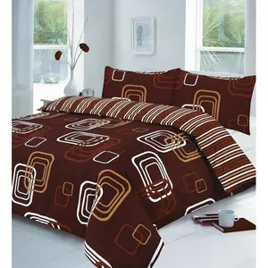 Ralls Geometric Shapes Duvet Cover Set with Pillowcases Chocolate / Single Duvet Cover + 1 Standard Pillowcase