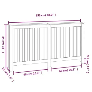 Berkfield Radiator Cover White 153x19x84 cm Solid Wood Pine