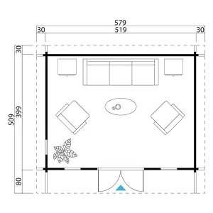 Lasita Barbados 5 Modern Summer House - 5.05m x 3.9m - Garden Log Cabin Double Glazed