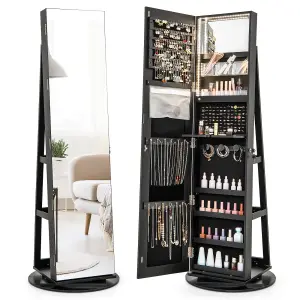 Costway Rotating Jewelry Armoire Freestanding Jewelry Cabinet w/ Full Length Mirror