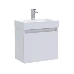 Merit 502.5mm Single Bathroom Vanity with Integrated Polymarble Basin Gloss White