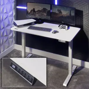 X-Rocker Ascend Height Adjustable Gaming Desk, 120cm Wide - WHITE