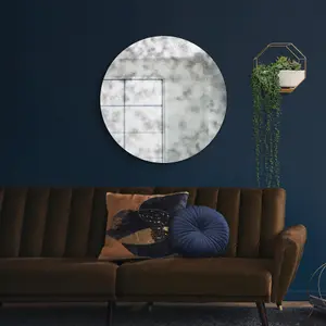 MirrorOutlet The Vetus Round Circular Antiqued Mirror with Polished Edge 100 x 100CM