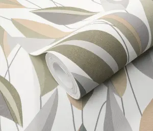 Erismann Foliage Leaf Natural Vinyl Wallpaper