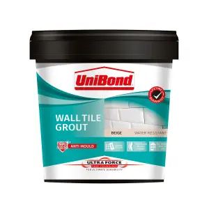 UniBond UltraForce Ready mixed Beige Wall tile Grout, 1.38kg Tub