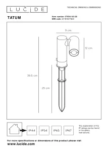 Lucide Tatum Modern Spike Garden Spotlight Outdoor - LED - 1x4,5W 3000K - IP65 - Anthracite