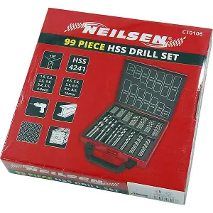 99 Piece Drill Bit Set Suitable for Metal Wood Plastic (Neilsen CT0106)