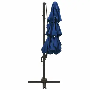 Berkfield 4-Tier Parasol with Aluminium Pole Azure Blue 3x3 m