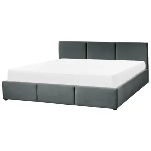 Velvet EU Super King Size Ottoman Bed Dark Grey BOUSSE