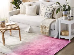 Viscose Rug 140 x 200 cm Grey and Pink ERCIS