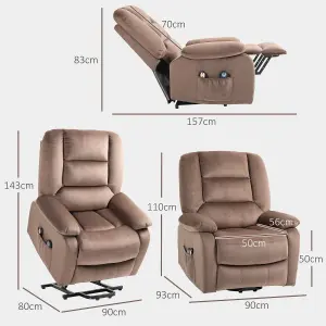 HOMCOM Riser and Recliner Chair Lift Chair with Vibration Massage, Heat, Brown