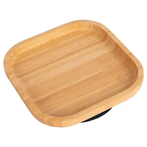 Tiny Dining - Children's Bamboo Suction Square Plate - Black