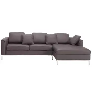 Left-Hand Corner Sofa OSLO Brown Leather Left Hand