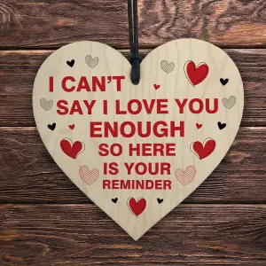 Red Ocean Valentines Gift As A Reminder I LOVE YOU Wood Heart Gift Boyfriend Girlfriend Partner Him Her Keepsake