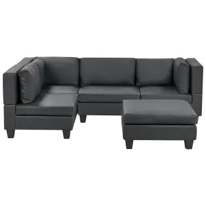 Corner Sofa with Ottoman UNSTAD Black Right Hand