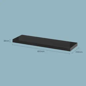 GoodHome Cusko Gloss black Rectangular Floating shelf (L)80cm x (D)23.5cm