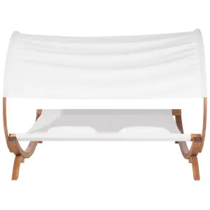 Sun Lounger with Cushion Wood Off-White TERAMO