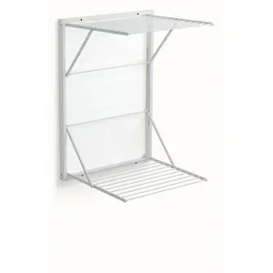 WALL CLOTHESLINE Wood Foldable Wall-Mounted Drying Rack White