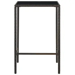 Berkfield Garden Bar Table Brown 70x70x110 cm Poly Rattan and Glass