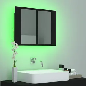 Berkfield LED Bathroom Mirror Cabinet Black 60x12x45 cm