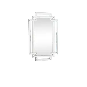 Melody Maison Glass Framed Art Deco Rectangle Wall Mirror - 80cm x 50cm