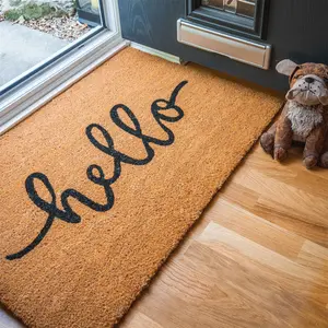 Nicola Spring - Coir Door Mat - Hello 1.6cm H x 90cm L x 60cm W