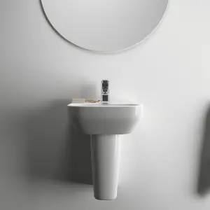 Ideal Standard i.life A Gloss White Rectangular Wall-mounted Semi-pedestal Basin (W)40cm