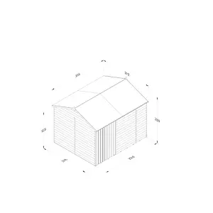 4LIFE Reverse Apex Shed 10x8 - Double Door - No Windows