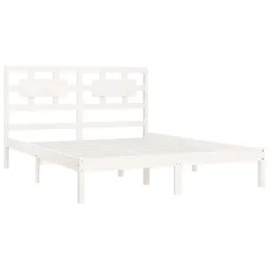 Berkfield Bed Frame White Solid Wood Pine 140x200 cm