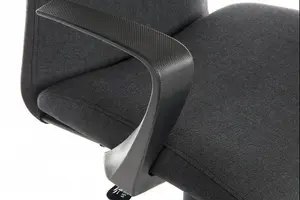 Work Office Chair Swivel Black Fabric Adjustable Seat Height and Fixed Armrests