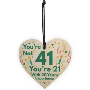 Red Ocean Funny Birthday Gifts For Women Novelty 41st Birthday Gift For Men Wooden Heart Sign Funny Birthday Card