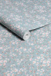 Next Duck Egg Calm Ditsy Floral Wallpaper