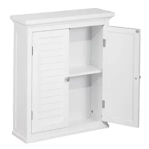 Teamson Home Bathroom Wall Cabinet, Wooden Cabinet with 2 Doors, Shutter Doors, Bathroom Storage, White